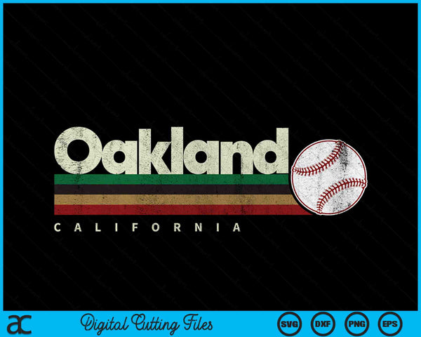 Vintage Baseball Oakland City Baseball Retro Stripes SVG PNG Digital Cutting Files