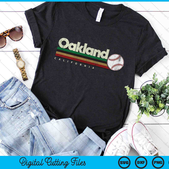 Vintage Baseball Oakland City Baseball Retro Stripes SVG PNG Digital Cutting Files