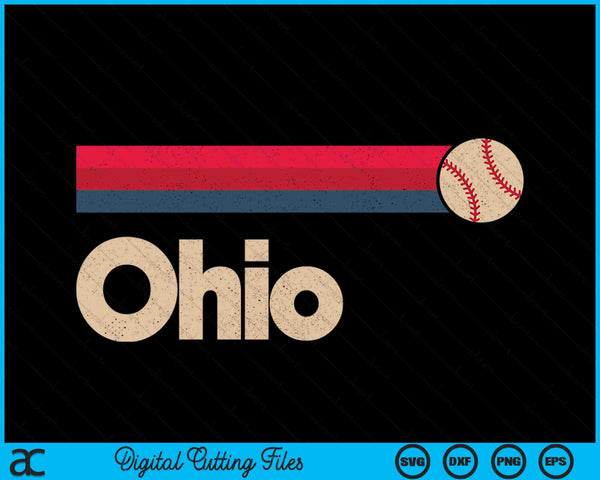 Vintage Baseball Ohio B-Ball Retro Stripes SVG PNG Digital Cutting Files