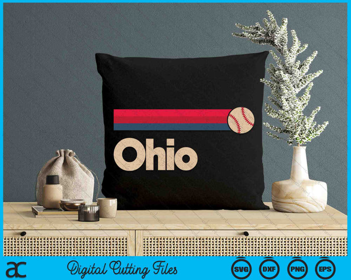 Vintage Baseball Ohio B-Ball Retro Stripes SVG PNG Digital Cutting Files