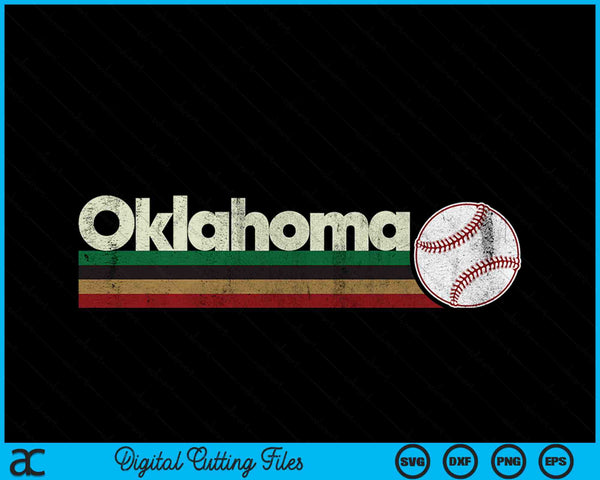 Vintage Baseball Oklahoma Baseball Retro Stripes SVG PNG Digital Cutting Files