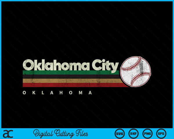 Vintage Baseball Oklahoma City Baseball Retro Stripes SVG PNG Digital Cutting Files