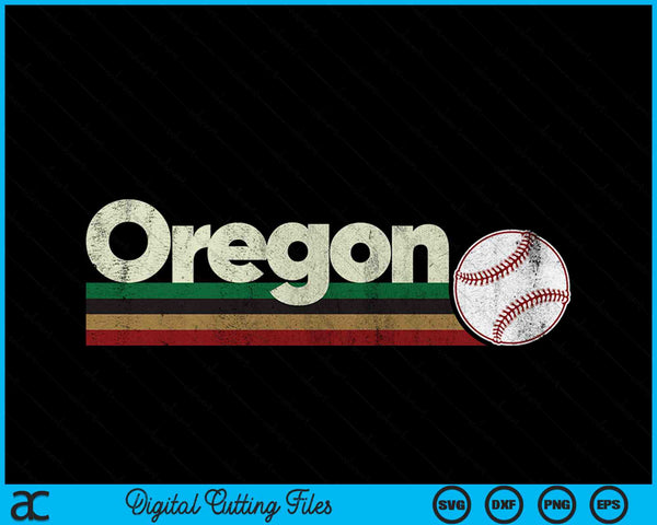 Vintage Baseball Oregon Baseball Retro Stripes SVG PNG Digital Cutting Files