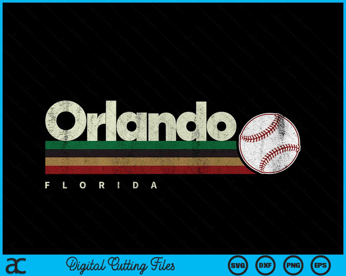 Vintage Baseball Orlando City Baseball Retro Stripes SVG PNG Digital Cutting Files