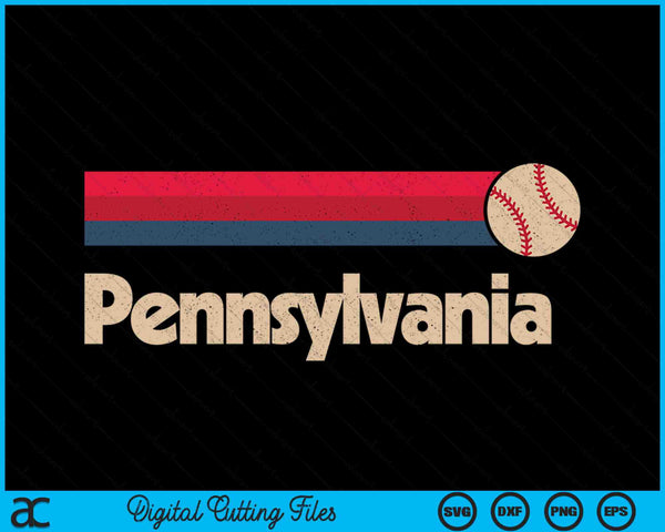 Vintage Baseball Pennsylvania B-Ball Retro Stripes SVG PNG Digital Cutting Files
