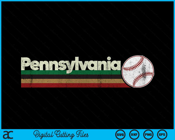 Vintage Baseball Pennsylvania Baseball Retro Stripes SVG PNG Digital Cutting Files