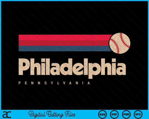 Vintage Baseball Philadelphia City B-Ball Retro Stripes SVG PNG Digital Cutting Files