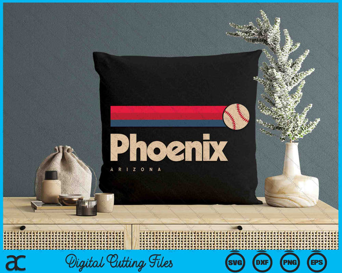 Vintage Baseball Phoenix City B-Ball Retro Stripes SVG PNG Digital Cutting Files