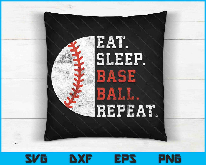 Vintage Baseball Player Eat Sleep Baseball Repeat SVG PNG Cutting Printable Files
