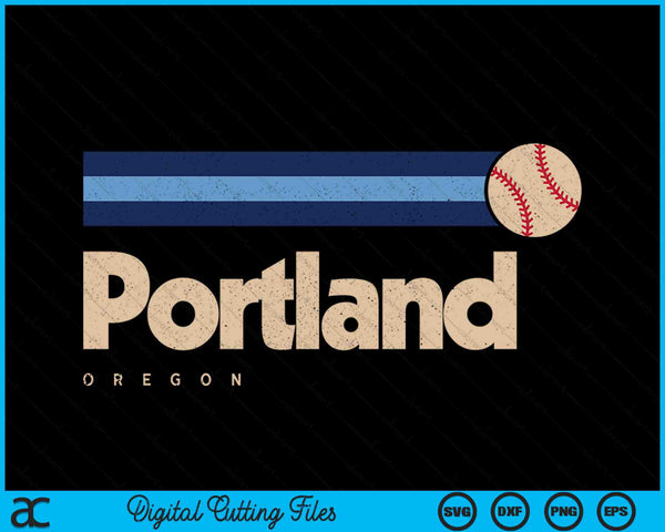 Vintage Baseball Portland City B-Ball Retro Stripes SVG PNG Digital Cutting Files