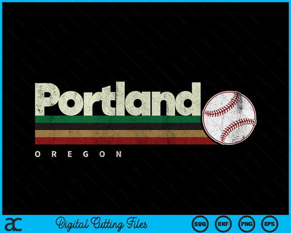 Vintage Baseball Portland City Baseball Retro Stripes SVG PNG Digital Cutting Files