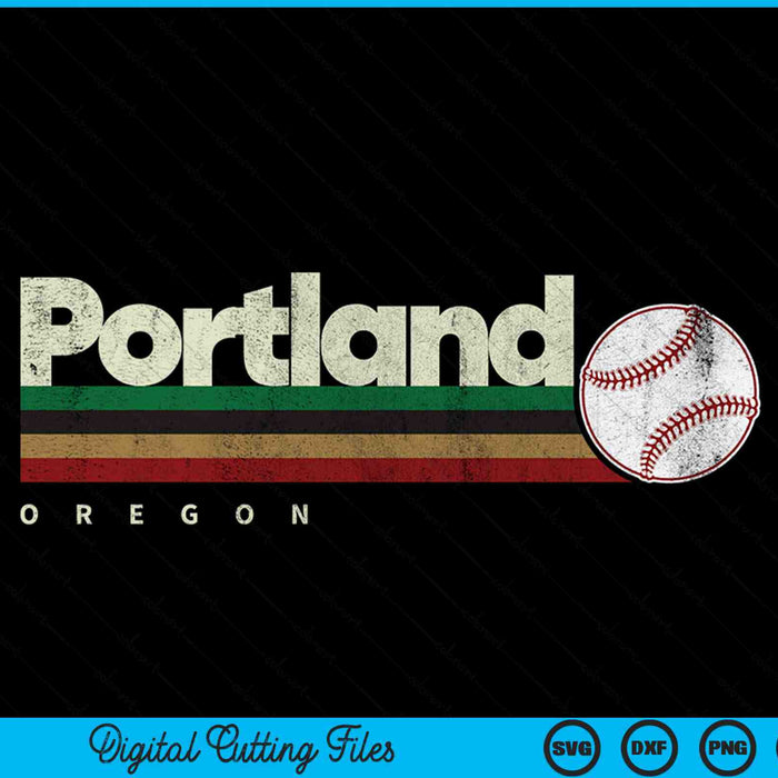 Vintage baseball Portland city baseball retro stripes SVG cut file