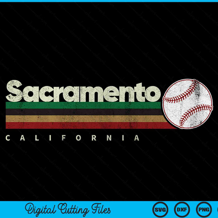 Vintage baseball Sacramento city baseball retro stripes SVG cut file