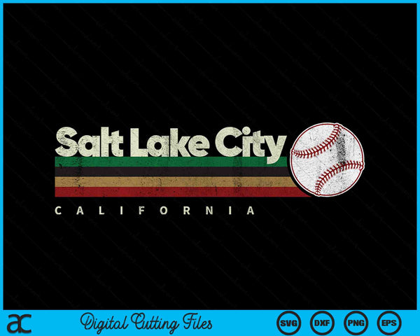 Vintage Baseball Salt Lake City Baseball Retro Stripes SVG PNG Digital Cutting Files