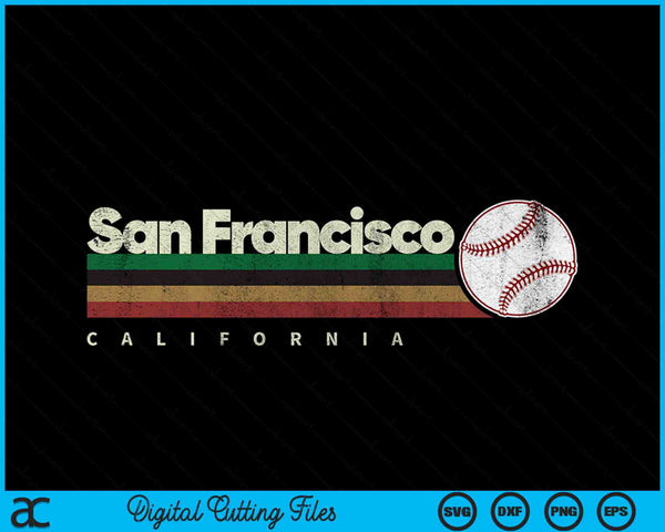 Vintage Baseball San Francisco City Baseball Retro Stripes SVG PNG Digital Cutting Files