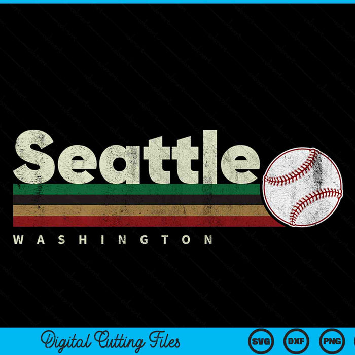 Vintage baseball Seattle city baseball retro stripes SVG cut file