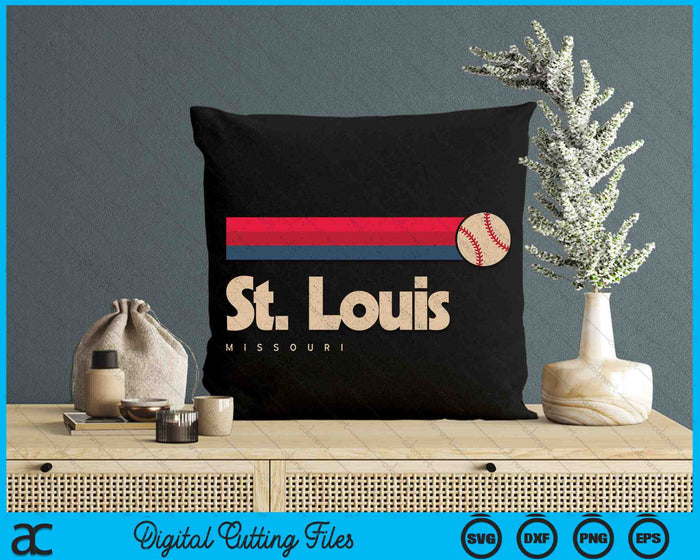 Vintage Baseball St. Louis City B-Ball Retro Stripes SVG PNG Digital Cutting Files