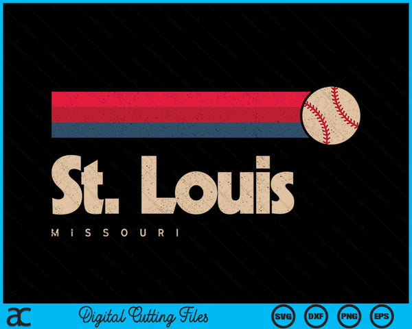 Vintage Baseball St. Louis City B-Ball Retro Stripes SVG PNG Digital Cutting Files