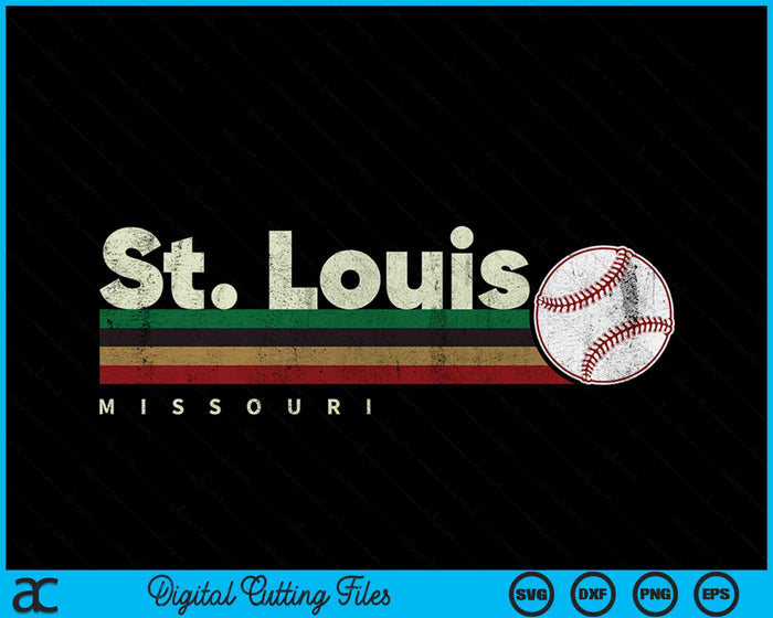 Vintage Baseball St. Louis City Baseball Retro Stripes SVG PNG Digital Cutting Files