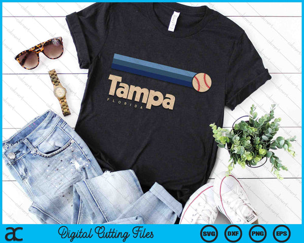 Vintage Baseball Tampa City B-Ball Retro Stripes SVG PNG Digital Cutting Files