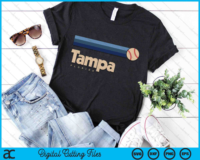 Vintage Baseball Tampa City B-Ball Retro Stripes SVG PNG Digital Cutting Files