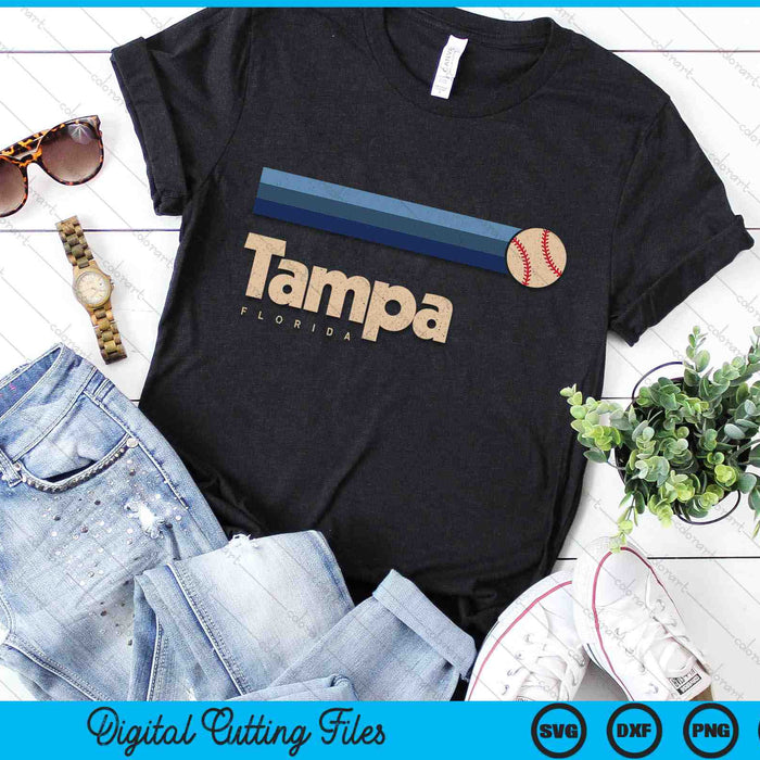 Vintage Baseball Tampa City B-Ball Retro Stripes SVG PNG Digital Cutting Files