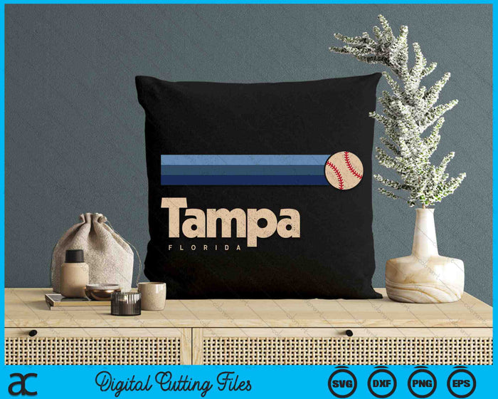 Vintage Baseball Tampa City B-Ball Retro Stripes SVG PNG Digital Cutting Files