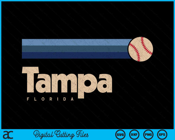 Vintage Baseball Tampa City B-Ball Retro Stripes SVG PNG Digital Cutting Files