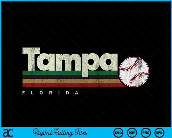 Vintage Baseball Tampa City Baseball Retro Stripes SVG PNG Digital Cutting Files