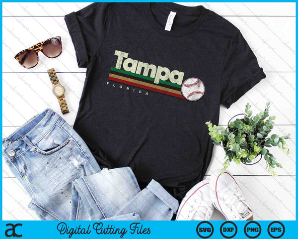 Vintage Baseball Tampa City Baseball Retro Stripes SVG PNG Digital Cutting Files