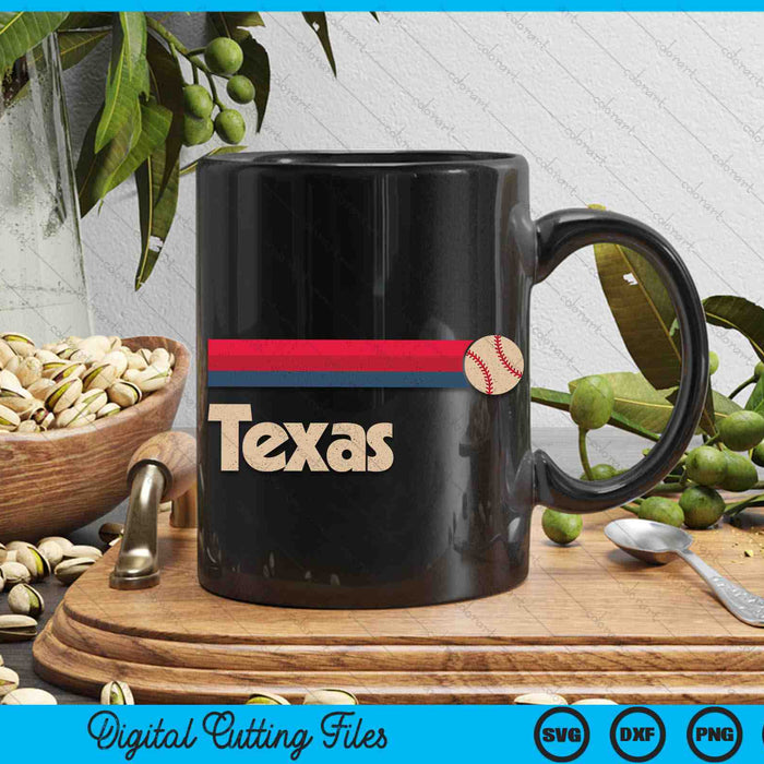 Vintage Baseball Texas B-Ball Retro Stripes SVG PNG Digital Cutting Files