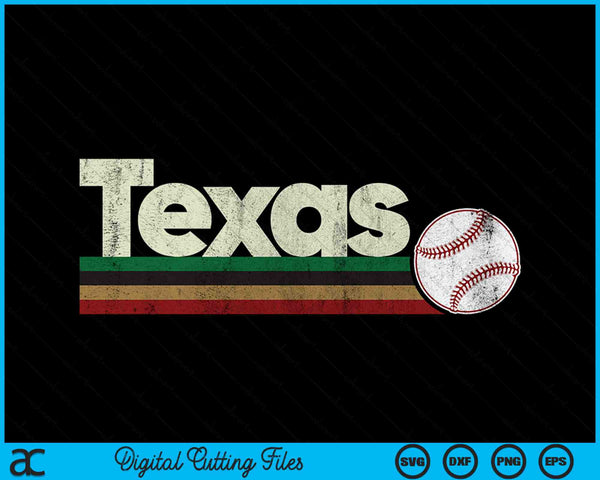 Vintage Baseball Texas Baseball Retro Stripes SVG PNG Digital Cutting Files