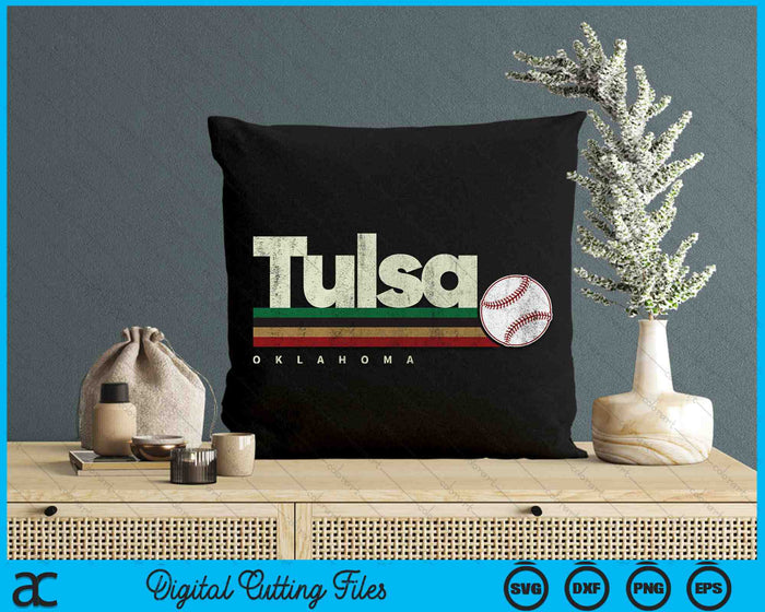 Vintage Baseball Tulsa City Baseball Retro Stripes SVG PNG Digital Cutting Files