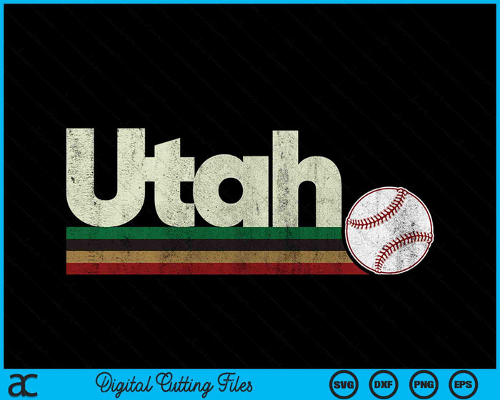 Vintage Baseball Utah Baseball Retro Stripes SVG PNG Digital Cutting Files