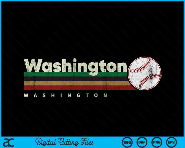 Vintage Baseball Washington City Baseball Retro Stripes SVG PNG Digital Cutting Files