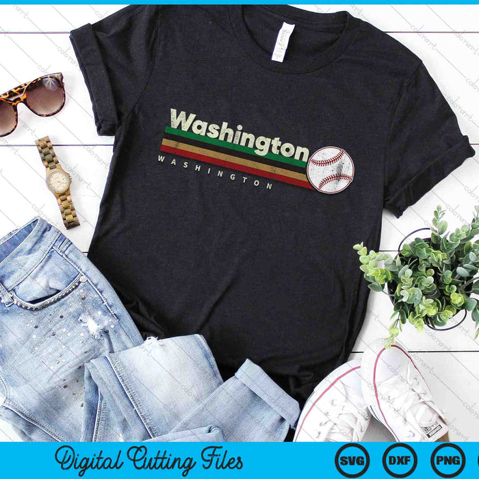 Vintage Baseball Washington City Baseball Retro Stripes SVG PNG Digital Cutting Files