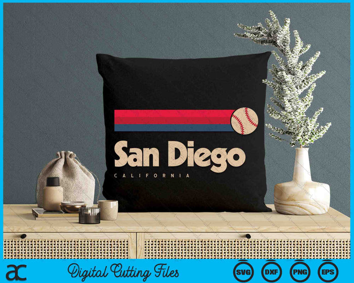 Vintage Basetball San Diego City B-Ball Retro Stripes SVG PNG Digital Cutting Files