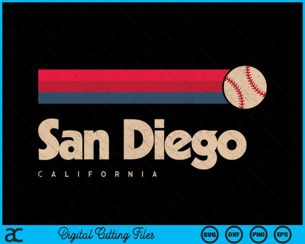 Vintage Basetball San Diego City B-Ball Retro Stripes SVG PNG Digital Cutting Files