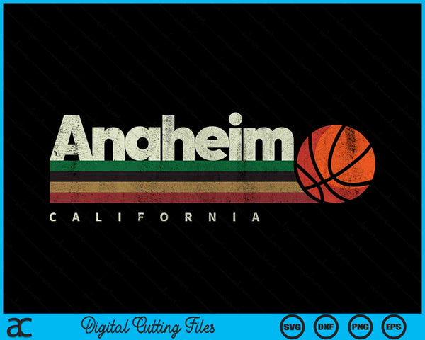 Vintage Basketball Anaheim City B-Ball Retro Stripes SVG PNG Digital Cutting Files