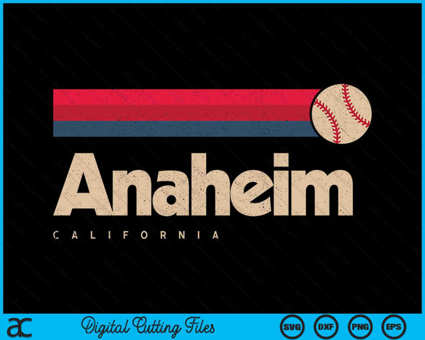 Vintage Baseball Anaheim City B-Ball Retro Stripes SVG PNG Digital Cutting Files
