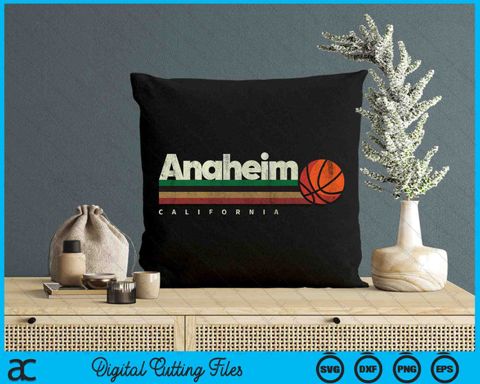 Vintage Basketball Anaheim City B-Ball Retro Stripes SVG PNG Digital Cutting Files