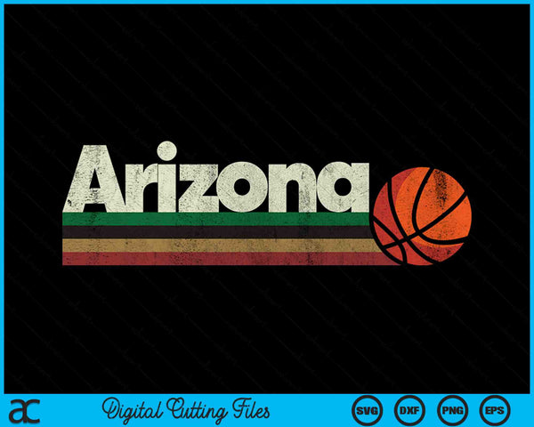 Vintage Basketball Arizona B-Ball Retro Stripes SVG PNG Digital Cutting Files