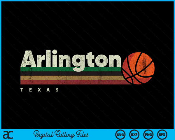 Vintage Basketball Arlington City B-Ball Retro Stripes SVG PNG Digital Cutting Files