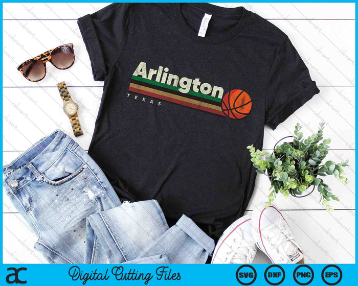 Vintage Basketball Arlington City B-Ball Retro Stripes SVG PNG Digital Cutting Files