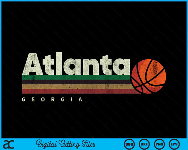 Vintage Basketball Atlanta City B-Ball Retro Stripes SVG PNG Digital Cutting Files