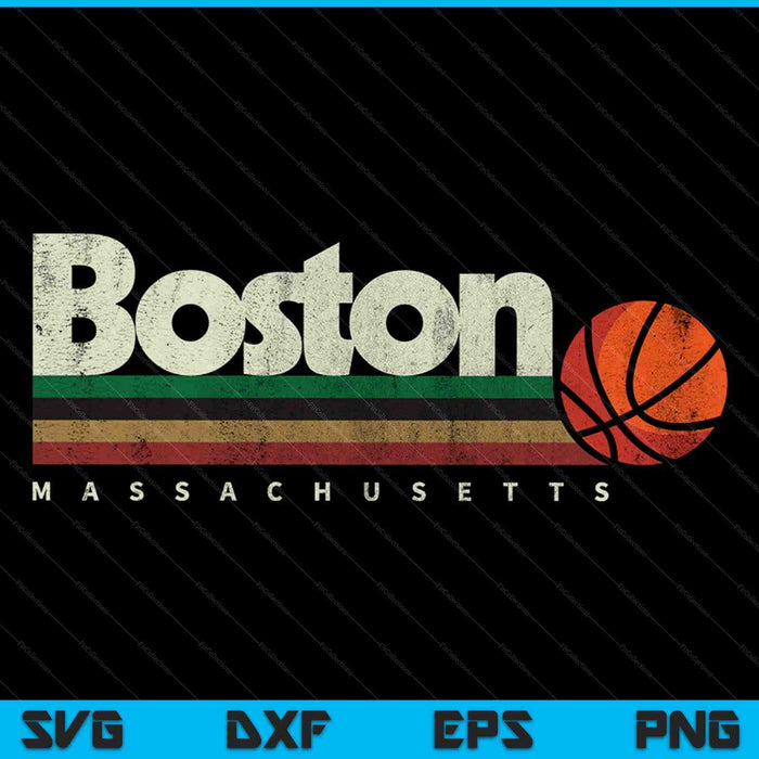Vintage Basketball Boston City B-Ball Retro Stripes SVG PNG Cutting Printable Files