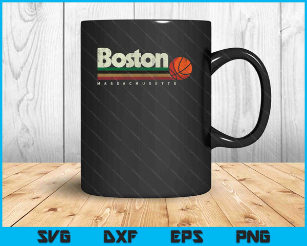 Vintage Baloncesto Boston City B-Ball Retro Stripes SVG PNG Cortar archivos imprimibles