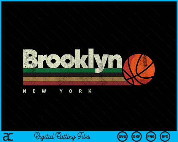 Vintage Basketball Brooklyn City B-Ball Retro Stripes SVG PNG Digital Cutting Files