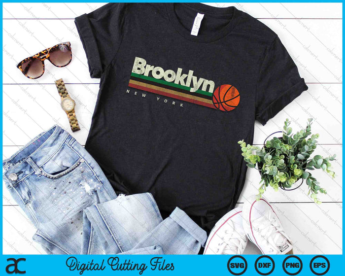 Vintage Basketball Brooklyn City B-Ball Retro Stripes SVG PNG Digital Cutting Files