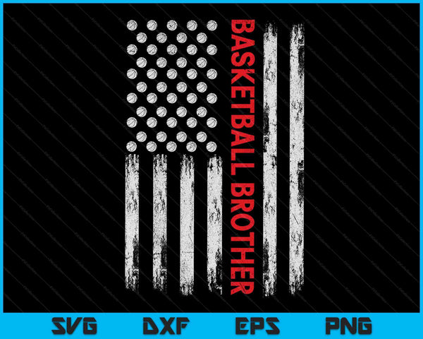 Vintage Basketball Brother USA Flag SVG PNG Digital Printable Files